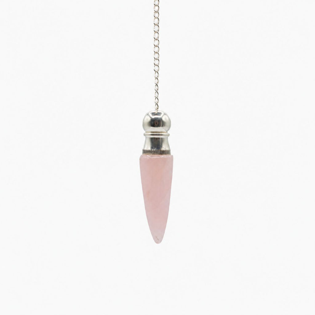 Secret Cavity Discovery of Truth Pendulum - Rose Quartz - Silver Plated