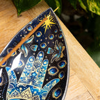 Enamel Incense Bowl - Aluminum - Blue Hamsa