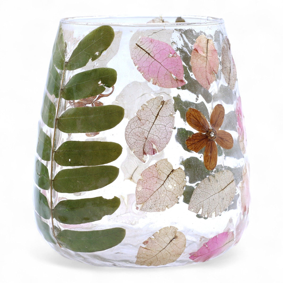 Natural Floral Glass - Vase Candle Holder - Primavera  - (12x11cm)