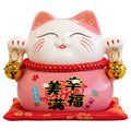 Ceramic Money Cat Bank - Pink on Cushion
