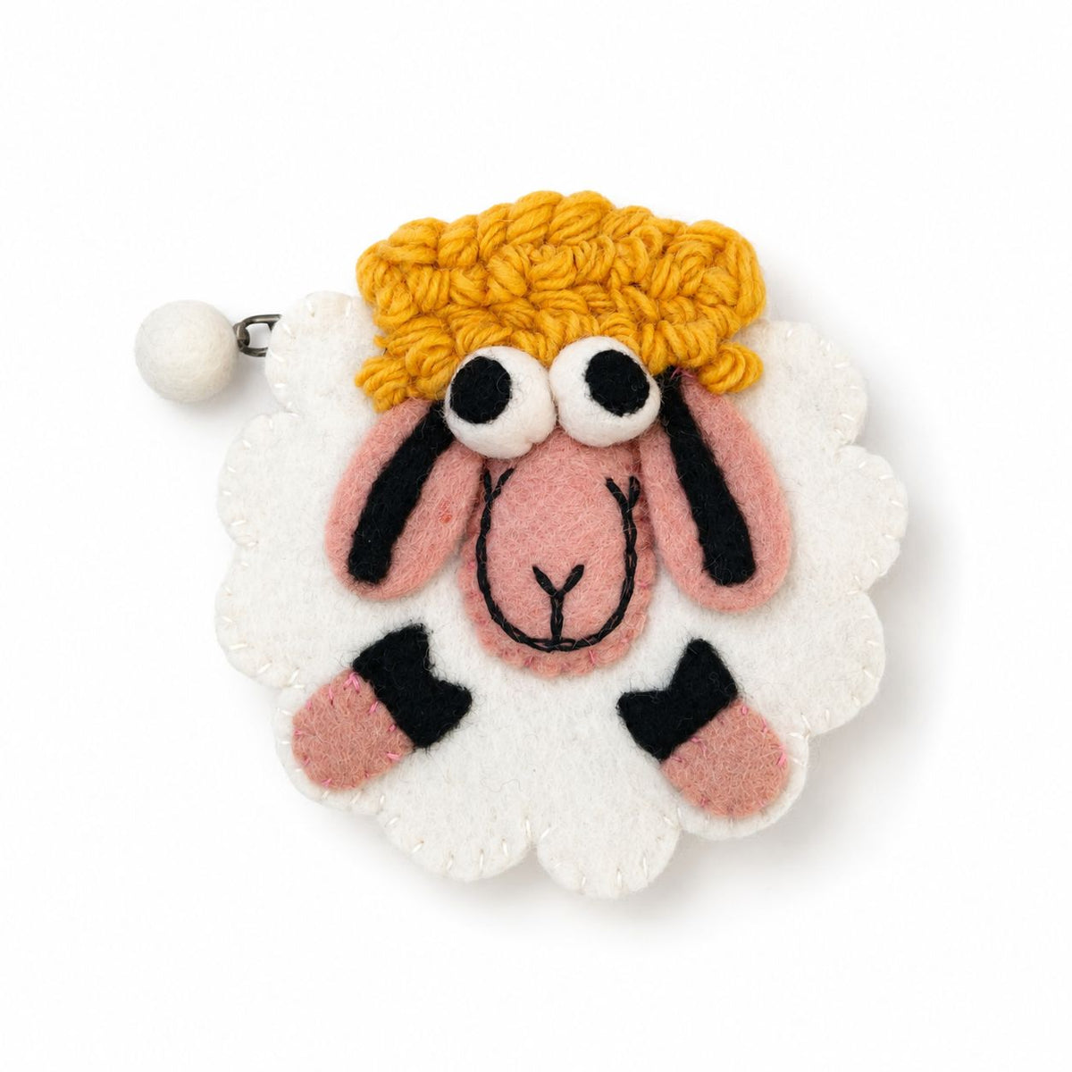Natural Felt Zipper Pouches - Fresh Colours Happy Sheep