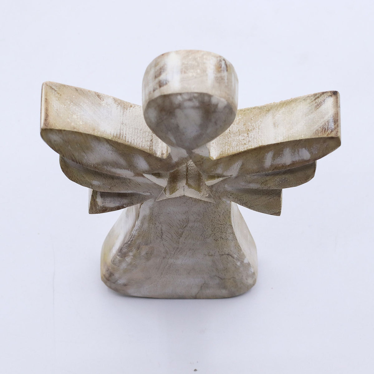 Mango Wood Angel - Whitewash with Star Cut Out