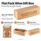 Flat Pack Gift Box - Wine Box Shape  (33.5x10x10.5cm) - Black