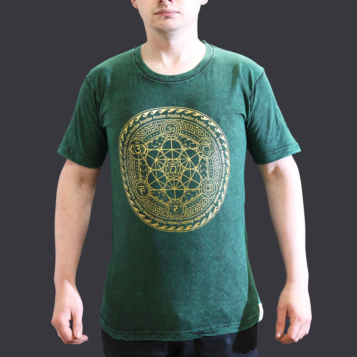 Nomad Sari Stonewashed Cotton T-Shirt â€“ Chakra â€“ Green â€“ Small