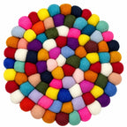 Felt Ball Round Placemat - Multi Colour
