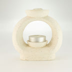 Ceramic Zen Oil Burner - Large Oval Pebble  - Speckled Off-White