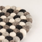 Felt Ball Oval Centre Mat - Multi Grey Colour