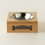 PAW Food Bowls - Single Stainless Steel (201) in Wooden Stand - 12cm