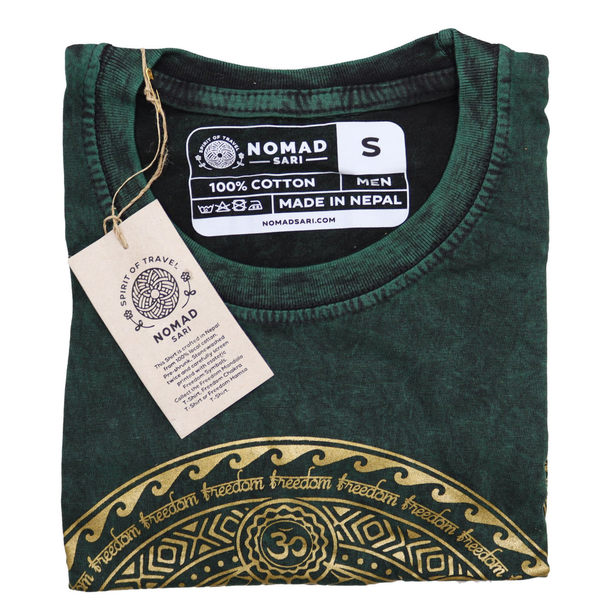 Nomad Sari Stonewashed Cotton T-Shirt â€“ Chakra â€“ Green â€“ Small