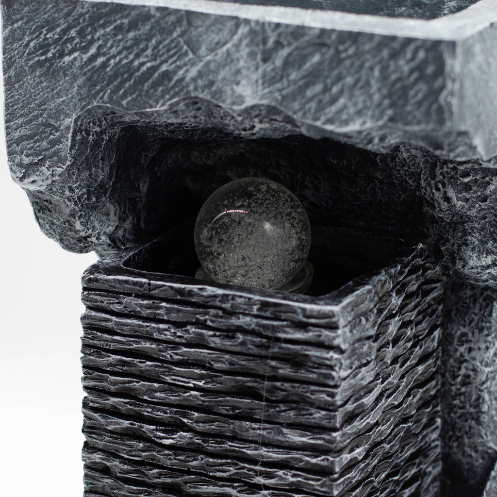 Grand Water Feature - 24x22x48cm - Colour Changing Crystal Ball in Rock