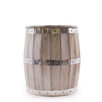 Beer Barrel Stool – Whitewash Wood 38 x 32 cm