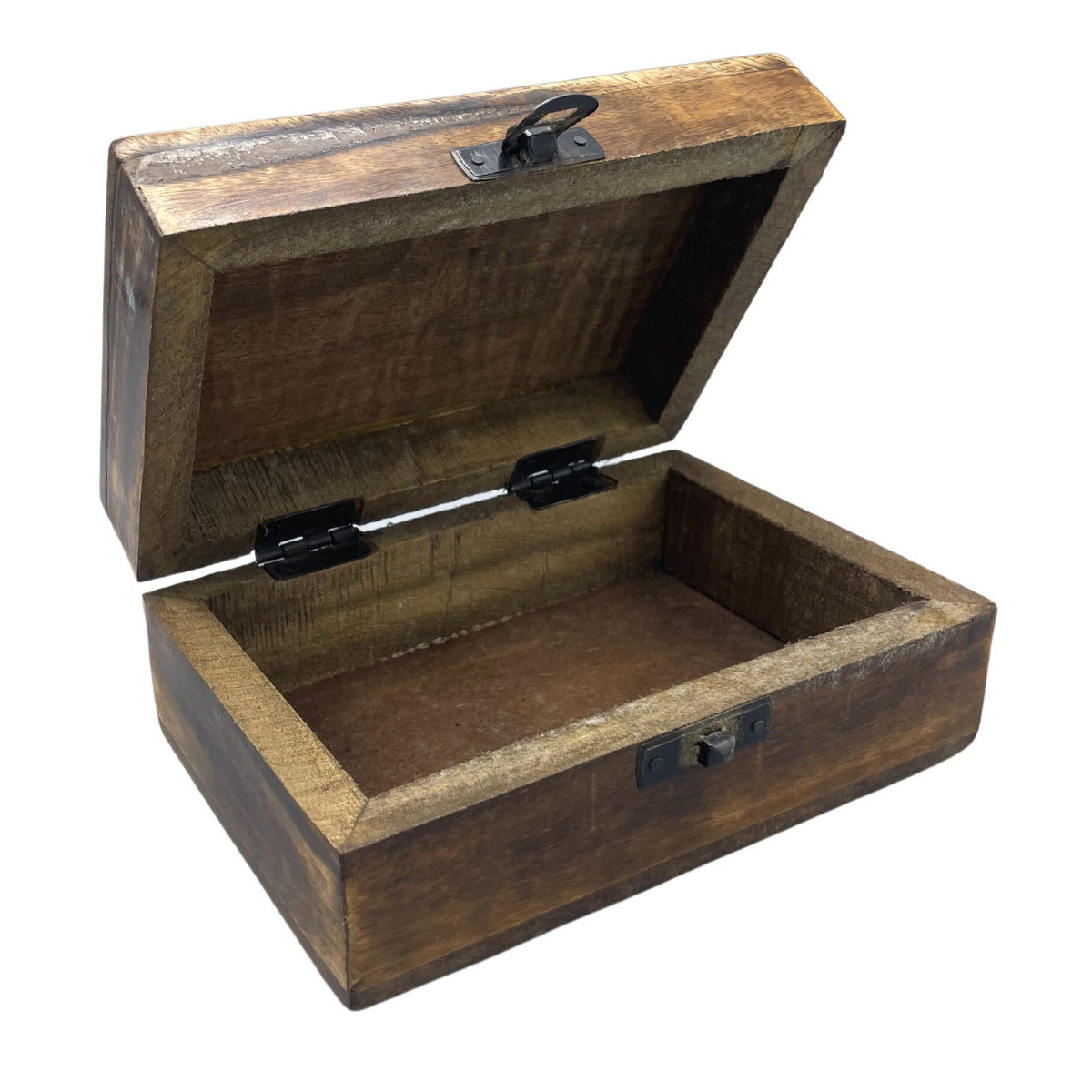 Medium Ceramic Glazed Wood Box - 15x10x6cm - Black