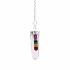 Crystal - 7 Chakra Bounded Thin Point Flat Pendant