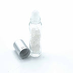 Gemstone Essential Oil Roller Bottle - Rock Quartz  - Silver Cap