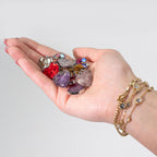 Steel Cased Pendant Hearts - 12 Assorted Gemstone Chips & Shells