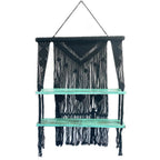 Black Macrame Hanging Shelves - Turquoise