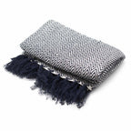 Boho Comfort Throws - Navy Zigzag