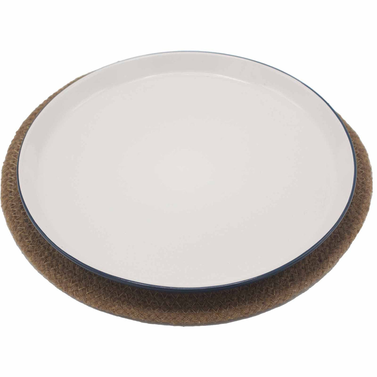 Natural Place Mat - Jute & Cotton 30cm - Natural Border
