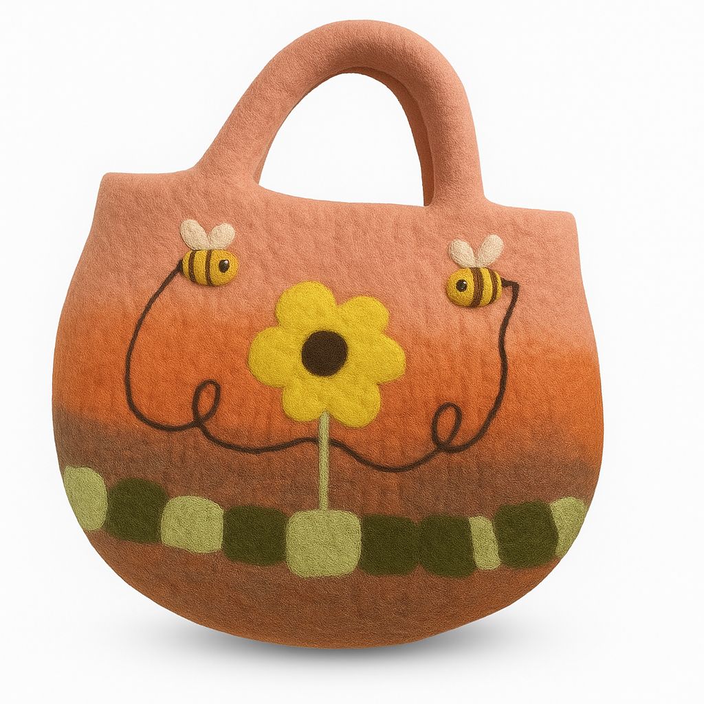 Sun Flower & Bees Felted Bag