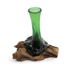 Recycled Beer Bottles - Flower Vase on Wood