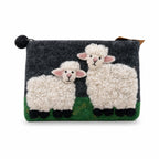 Natural Felt Zipper Pouches - Countryside Classic Sheep