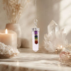 Crystal - 7 Chakra Bounded Thin Point Flat Pendant