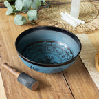 Large Aluminum Singing Bowl - Tibetan Double Dorjy Design - Blue (27cm) - Singing Bowls | Hearth & Amble