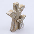 Mango Wood Angel in Angel - Whitewash