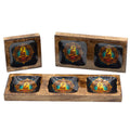 Lrg Enamelled Mango Tray Set - Buddha