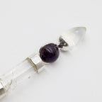 Axis of Grace Wand - Amethyst & Rose Quartz Spheres, Quartz Stem - 12cm