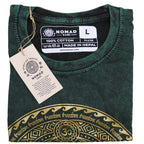 Nomad Sari Stonewashed Cotton T-Shirt – Chakra – Green – Large