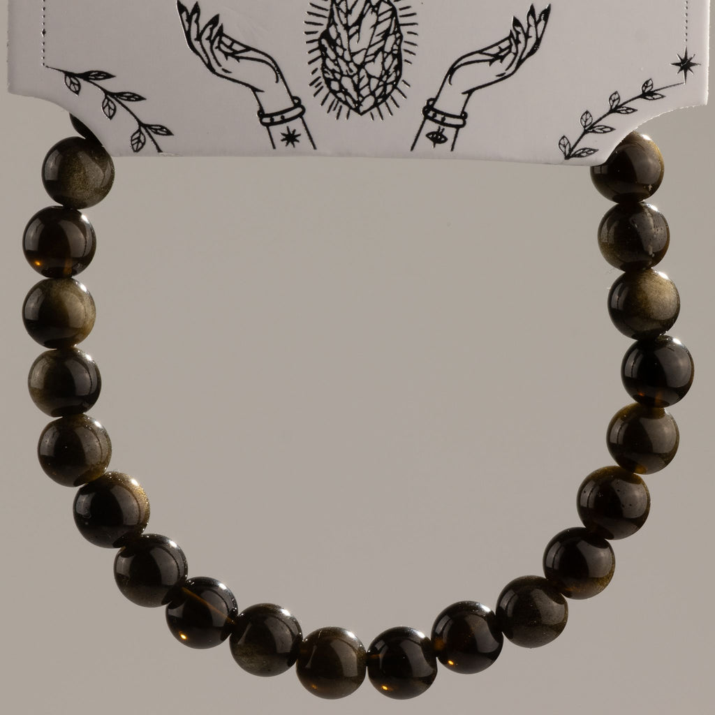 Petite Power Bracelet (17cmx6mm) - Gold Obsidian