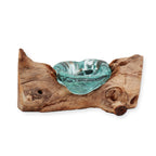 Molton Glass Candle Single Holder on Wood