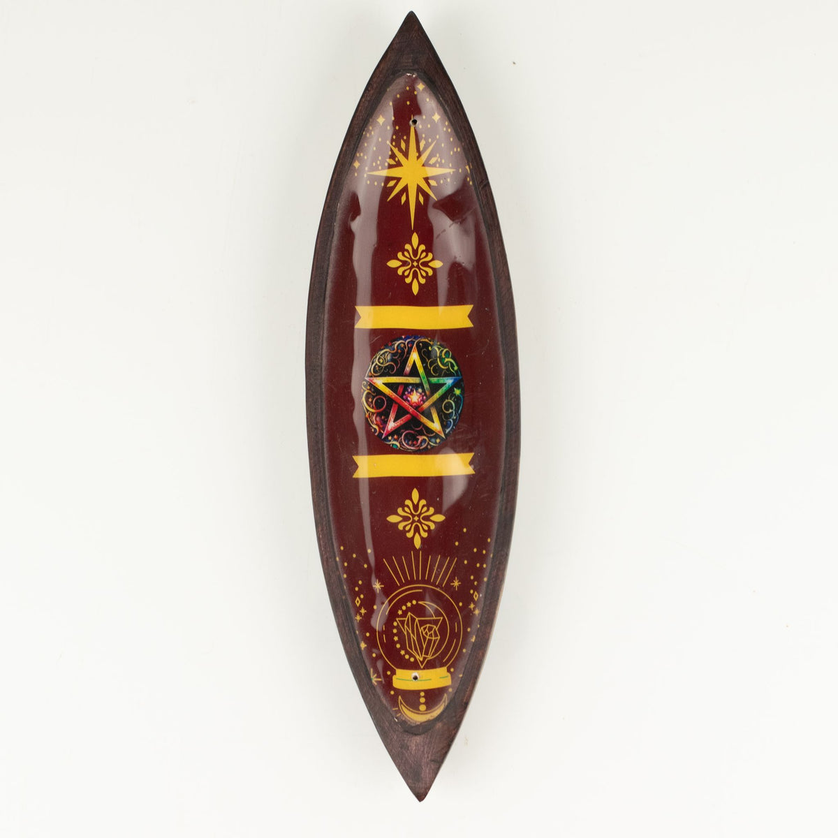 Enamel Incense Bowl - Mango Wood - Pentagon