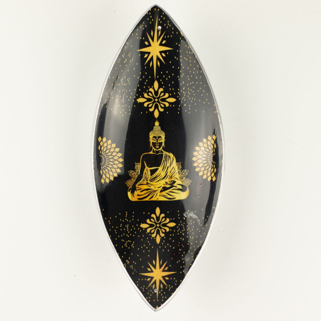 Enamel Incense Bowl - Aluminum - Gold & Black Buddha
