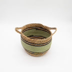 Cotton & Seagrass Large Baskets - Natural Black & Green- Set of 3