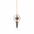 Cosmic Navigator- Two Piece Spinning Merkaba Star in Copper Pendulum -  Amethyst & Labradorite