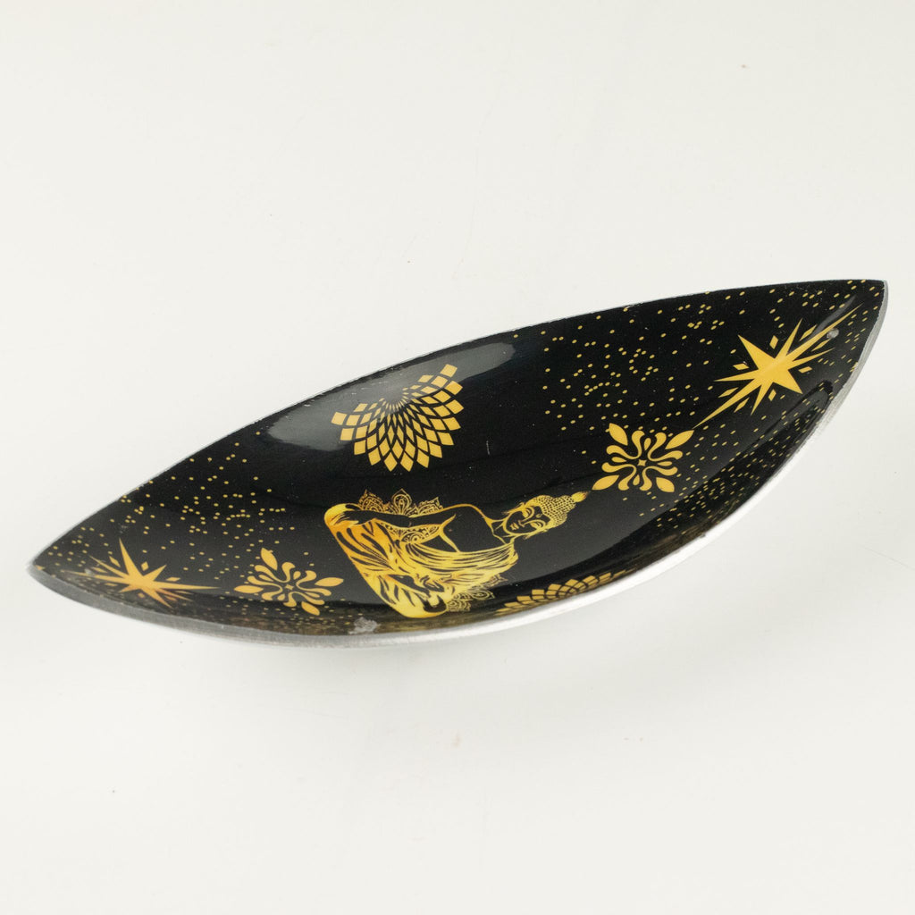 Enamel Incense Bowl - Aluminum - Gold & Black Buddha