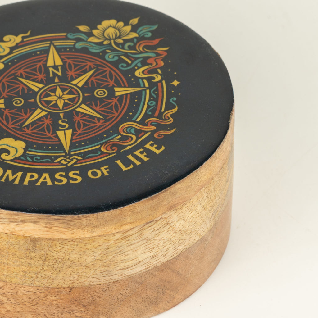 Round Enamelled Box  - Compass of Life