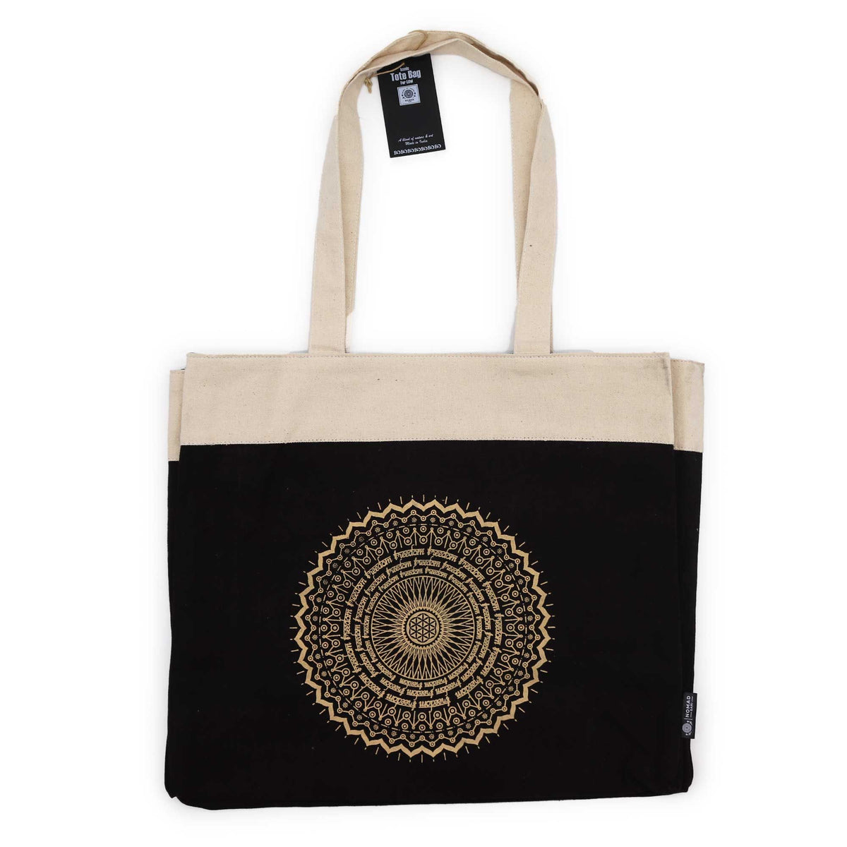 Oversized Stonewash Tote Bag 14oz - Freedom Mandala
