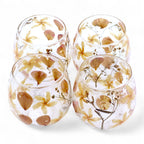 Natural Floral Glass - Straight Candle Holder - Rosa - (8x8cm)