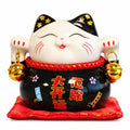 Ceramic Money Cat Bank - Black on Cushion