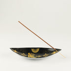 Enamel Incense Bowl - Aluminum - Gold & Black Buddha
