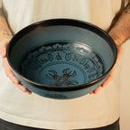 Large Aluminum Singing Bowl - Tibetan Double Dorjy Design - Blue (27cm) - Singing Bowls | Hearth & Amble