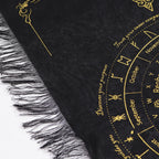 Ancient Witch Pendulum Divination Cloth - Sun Face - Black & Gold