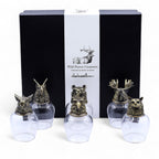 Gift Set of 6 Glasses (100ml) - Wild Forest Creatures - Antique Bronze