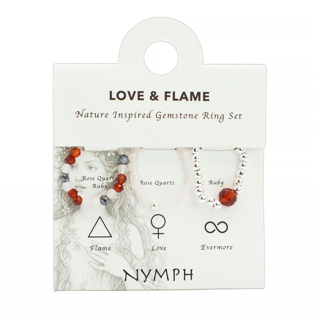 Nymph Spirit Gemstone Ring Set - Love & Flame