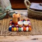 Felt Ball Square Placemat - Multi Colour