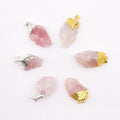 Gemstone Rose Quartz Gold & Silver Plated Pendants (6 assorted)