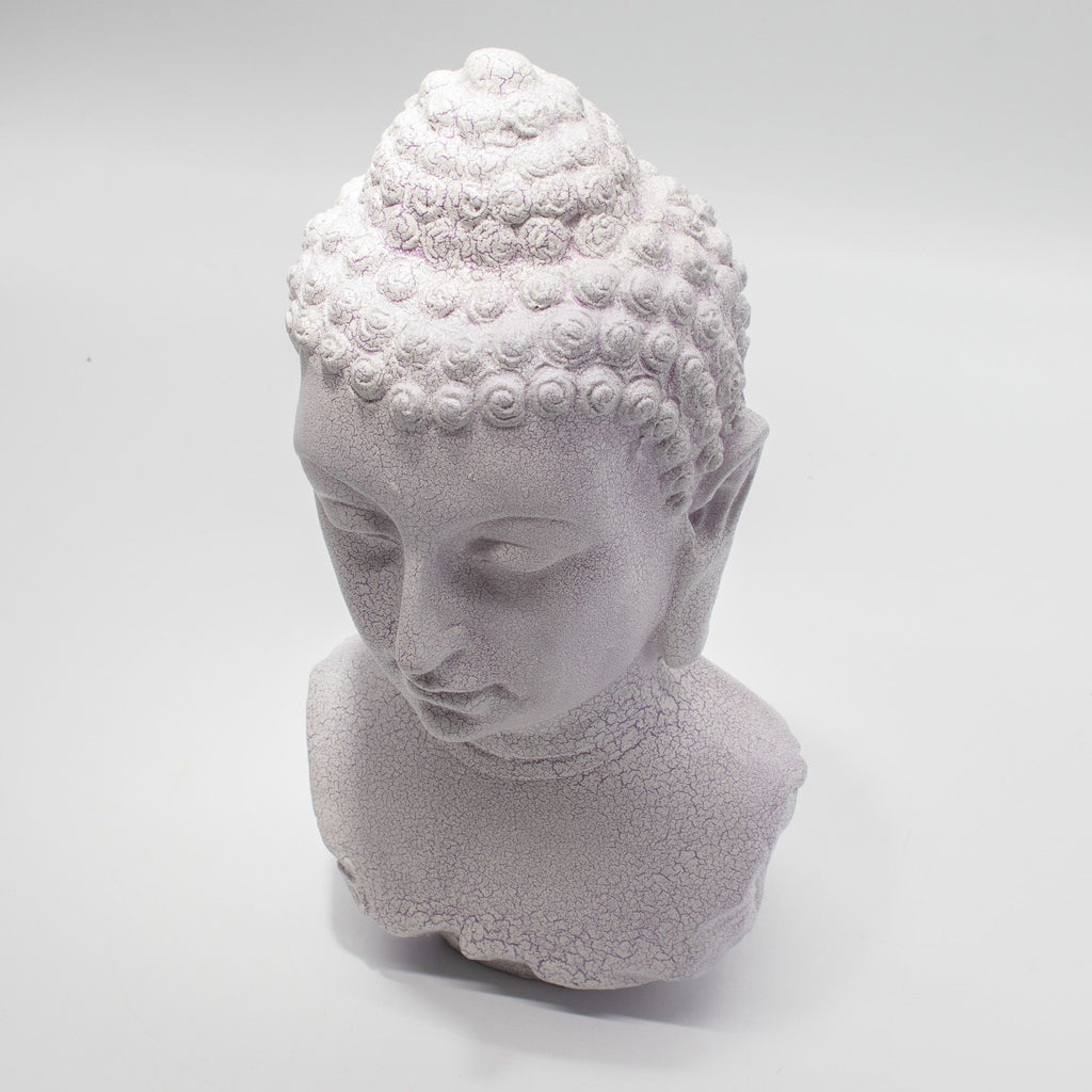 Buddha Bust Lamp Lavender Crackle - Oval Stand